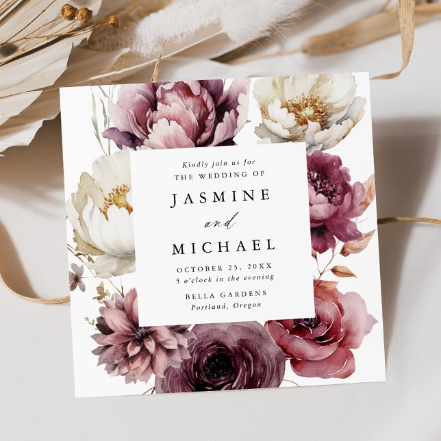 Convite Casamento da Praça da Frame Floral Rustic Autumn (Criador carregado)