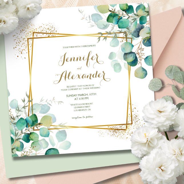 Convite Casamento da Praça Verde Eucalyptus Emerald (Criador carregado)