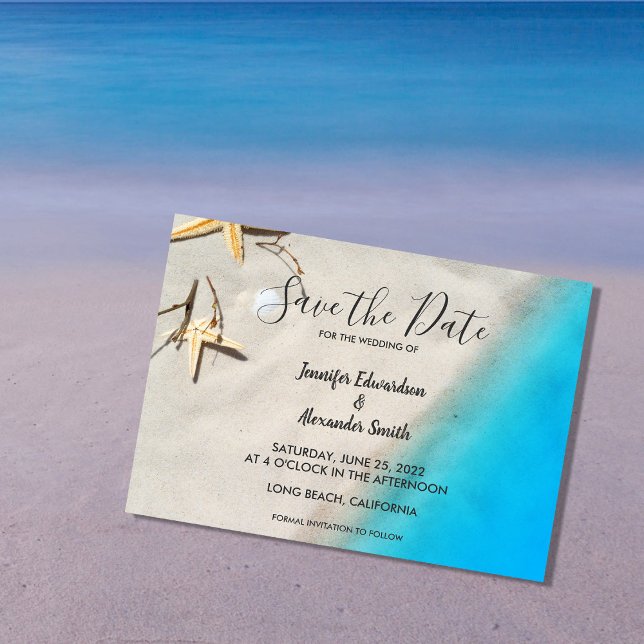 Convite Casamento da praia do oceano tropical Salve a Data (Tropical ocean beach wedding Save the Date card.)