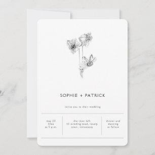 Convite Casamento da primavera de Daffodil, Elegante Minim