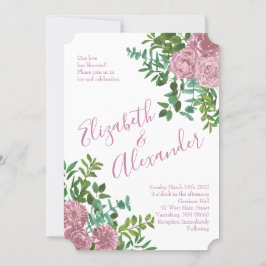 Convite Casamento da primavera do Jardim das Rosas Rosa