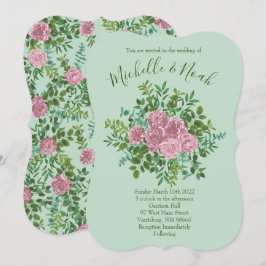 Convite Casamento da primavera do Jardim das Rosas Rosa