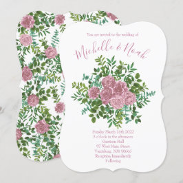 Convite Casamento da primavera do Jardim das Rosas Rosa