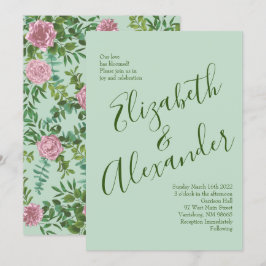 Convite Casamento da primavera do Jardim das Rosas Rosa
