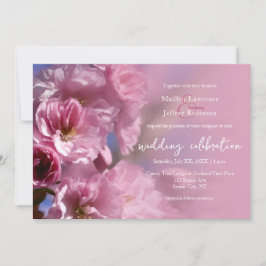 Convite casamento da primavera floresce de cerejeira rosa