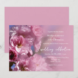 Convite casamento da primavera floresce de cerejeira rosa