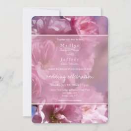 Convite casamento da primavera floresce de cerejeira rosa