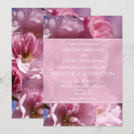 Convite casamento da primavera floresce de cerejeira rosa