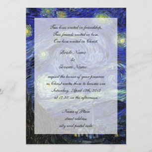 Convite casamento da religião, noite estrelada de van Gogh