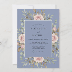 Convite Casamento da Rosa Graciosa Azul Centáurea