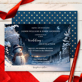 Convite Casamento da Terra Maravilha de Inverno Cute Snowm