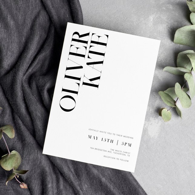 Convite Casamento da Tipografia Moderna Elegante Bold (Criador carregado)