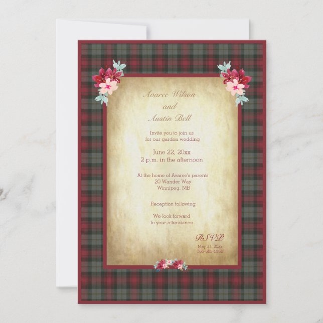 Convite Casamento da Xadrez MacLachlan Tartan (Frente)