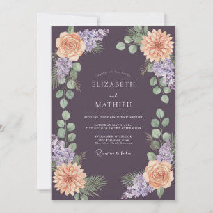 Convite Casamento Dahlia Ameixa Pêssego