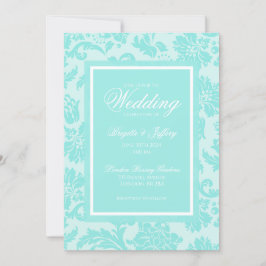 Convite Casamento damasco azul elegante