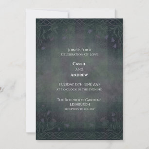 Convite Casamento Dark Green Celtic Tartan Bluebell