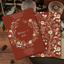 Convite Casamento Dark Terracotta Bohemian Wildflower
