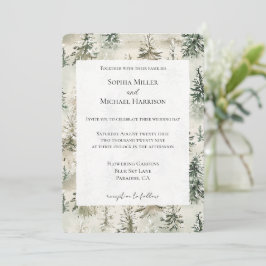 Convite Casamento das Árvores de Pinheiro Verde