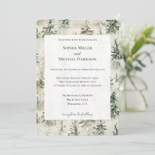Convite Casamento das Árvores de Pinheiro Verde