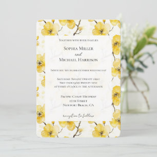Convite Casamento das Flores Amarelas Douradas
