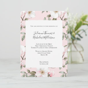 Convite Casamento das Flores Brancas bonito Rosa