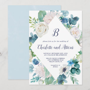 Convite Casamento das Flores Brancas Clássicas com Monogr