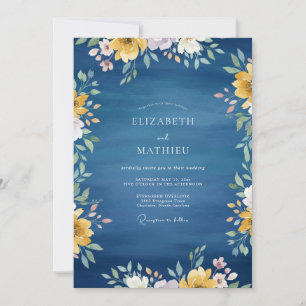 Convite Casamento das Flores Silvestres Douradas da Meia-N