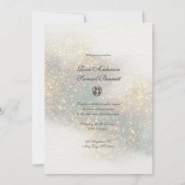 Convite Casamento das Formas de Aquarela Verde (Frente)