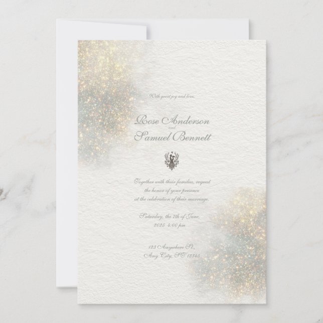 Convite Casamento das Formas de Aquarela Verde (Frente)