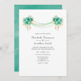 Convite Casamento das Luzes Florais Douradas e da Casa da