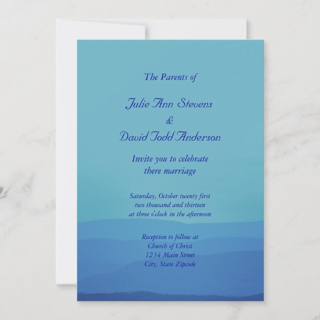 Convite Casamento das Montanhas Azul (Frente)