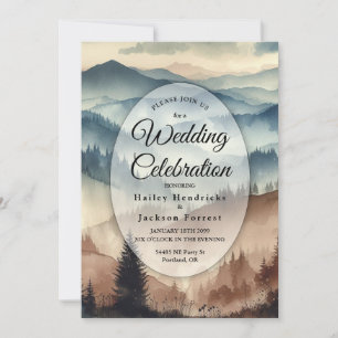 Convite Casamento das Montanhas Dusty Blue e Mocha Brown