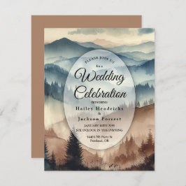 Convite Casamento das Montanhas Dusty Blue e Mocha Brown