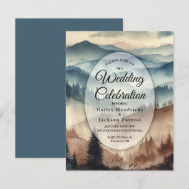 Convite Casamento das Montanhas Dusty Blue e Mocha Brown
