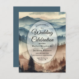 Convite Casamento das Montanhas Dusty Blue e Mocha Brown