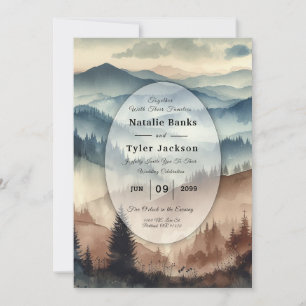 Convite Casamento das Montanhas Dusty Blue e Mocha Brown