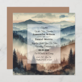 Convite Casamento das Montanhas Dusty Blue e Mocha Brown