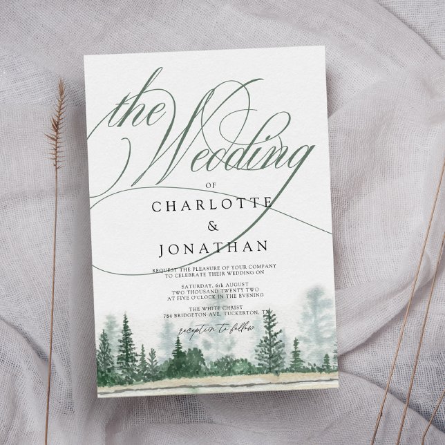 Convite Casamento das Montanhas Russas da Caligrafia Elega (Criador carregado)