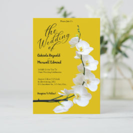 Convite Casamento das Orquídeas Amarelas e Brancas Florais