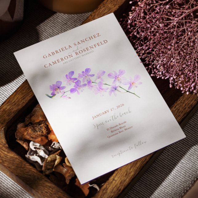 Convite Casamento das Orquídeas Florais do Terracotta Wate (Criador carregado)