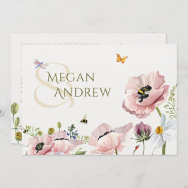 Convite Casamento de abelhas florais estéticas