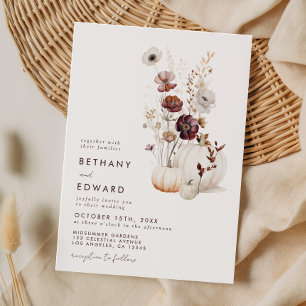 Convite Casamento de Abóbora Flor Silvestre Outono Boho