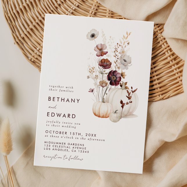 Convite Casamento de Abóbora Flor Silvestre Outono Boho (Criador carregado)