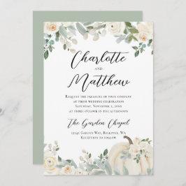 Convite Casamento de Abóbora Floral Moderna com Aquarela