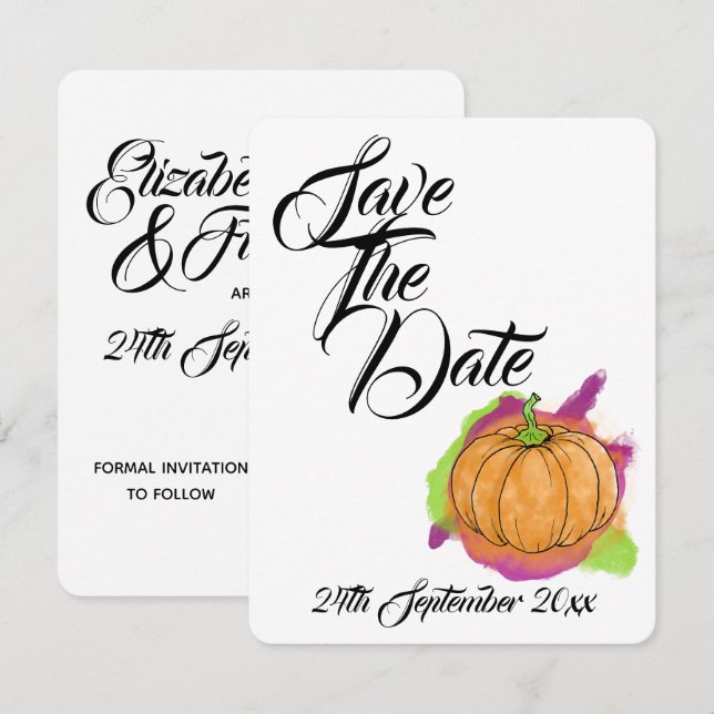 Convite Casamento de Abóbora Salve A Data (Frente/Verso)