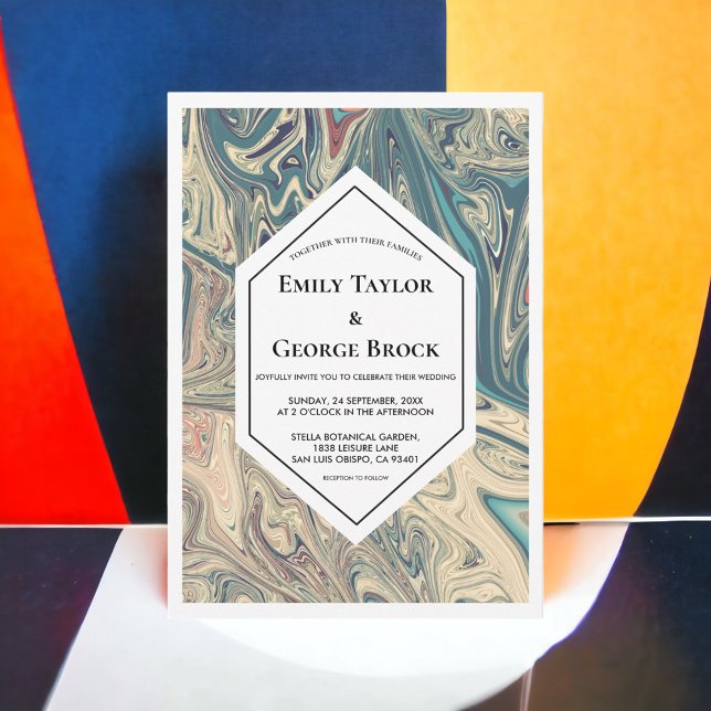 Convite Casamento de Abstrato artístico boêmico mínimo ele (Criador carregado)