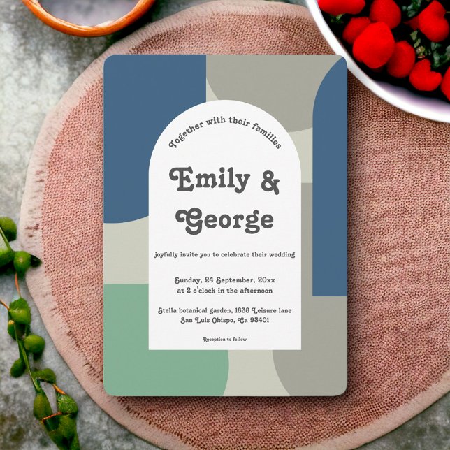 Convite Casamento de Abstrato artístico do moderno Retro P (Criador carregado)