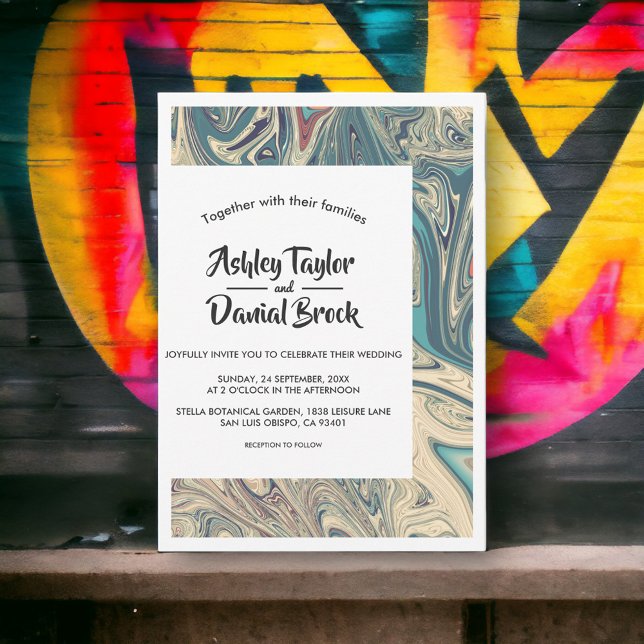 Convite Casamento de Abstrato da Terra Mínima da Boêmia Mo (Criador carregado)