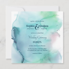 Convite Casamento de Abstrato de Aquarela Elegante Claro