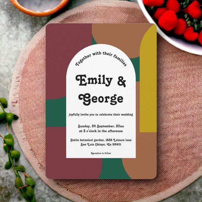 Convite Casamento de Abstrato de Arte Moderna do Groovy Re (Criador carregado)